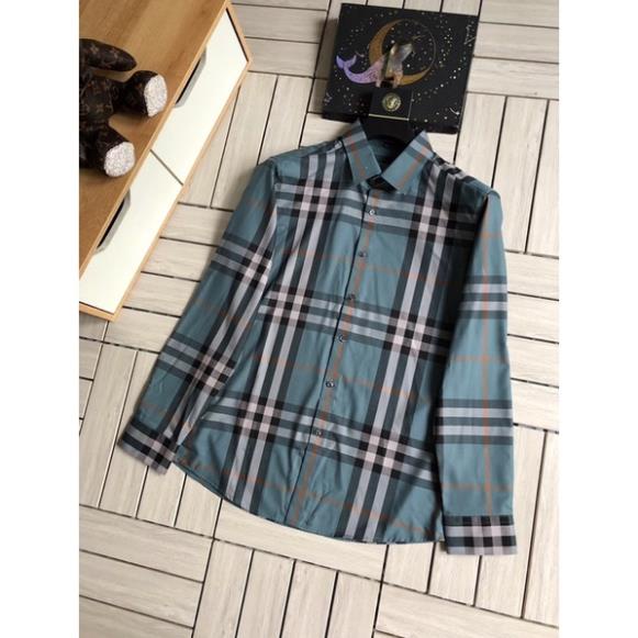 Áo sơ mi kẻ dài tay dáng vừa cho nam thương hiệu Burberry BBR cao cấp *