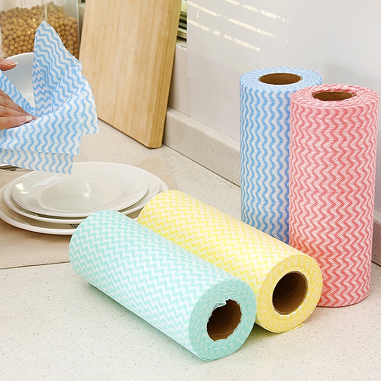 Cuộn 50 Khăn Lau Chén Dĩa Dùng Một Lần Bằng Vải Không Dệt Tiện Dụng