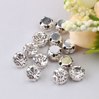 Hạt Pha Lê Đá Đế Tròn 3D Trắng Đính Kết Trang Phục thời Trang