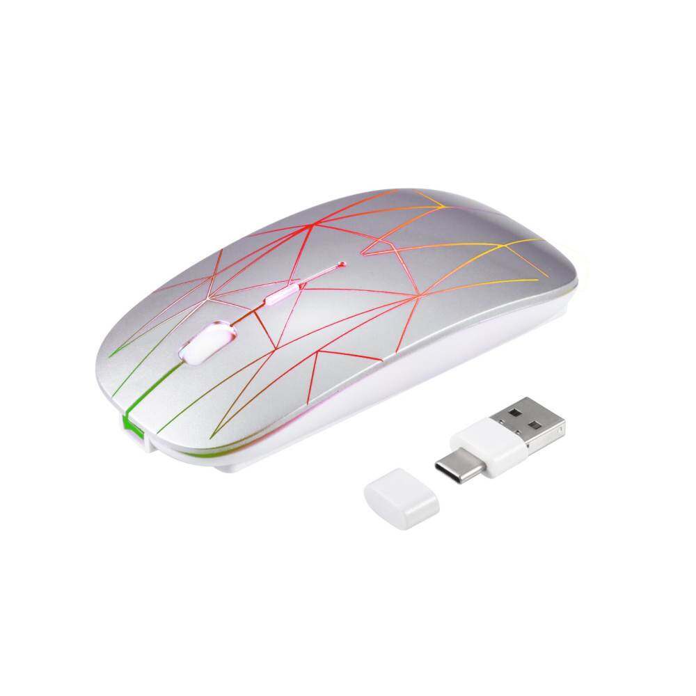 Chuột Không Dây USB + Type C 2 Trong 1 Giao Diện RGB LED 2.4G Tùy Chỉnh DPI Mause USB + Type C Cho MacBook Laptop Notebook Microsoft