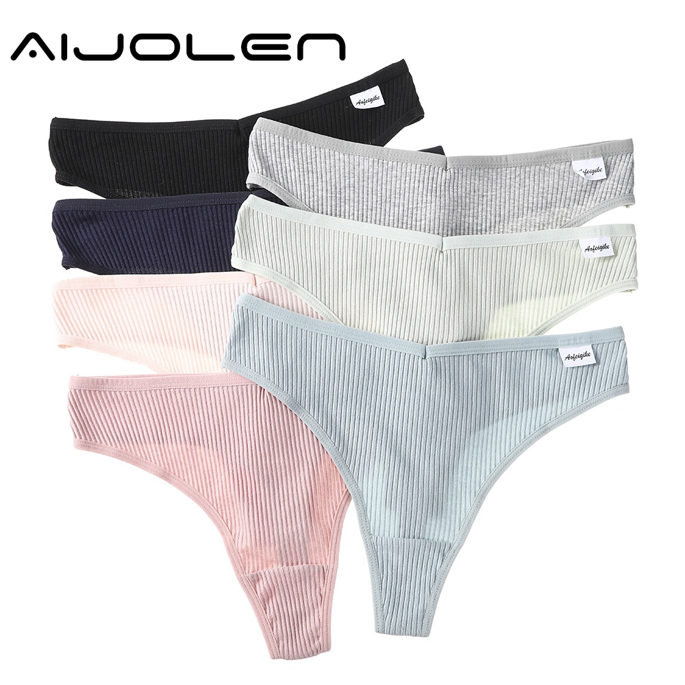 Quần Lót Lọt Khe Aijolen Vải Cotton Thoáng Khí Lưng Thấp Màu Trơn Gợi Cảm Cho Nữ