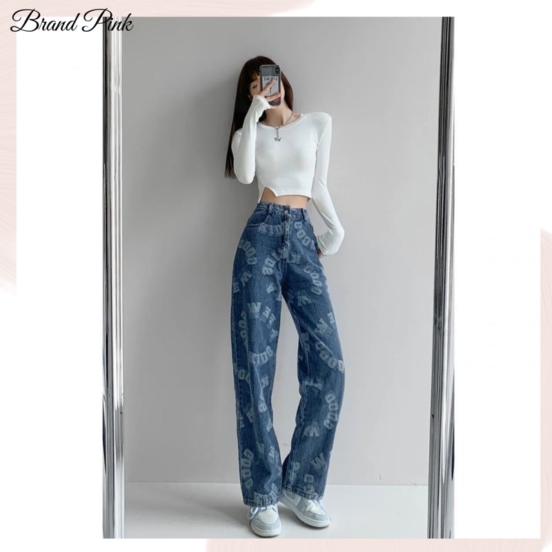 Quần Jean phối Hoạ tiết phong cách Hàn Quốc lên form tôn eo , tôn dáng | Quần Jeans xuông che khuyết điểm chân | BigBuy360 - bigbuy360.vn