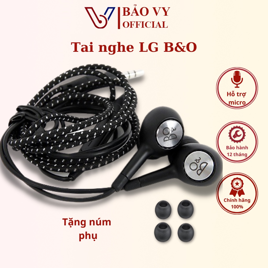 Tai nghe có dây LG B&O, tai nghe nhét tai game gaming chính hãng jack 3.5 chống ồn tăng giảm âm lượng - BAOVY