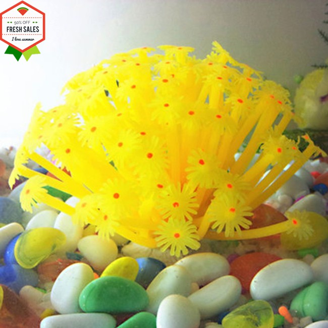 COD Simulated Anemone Shape Silicone Decoration for Fish Bowl Aquarium