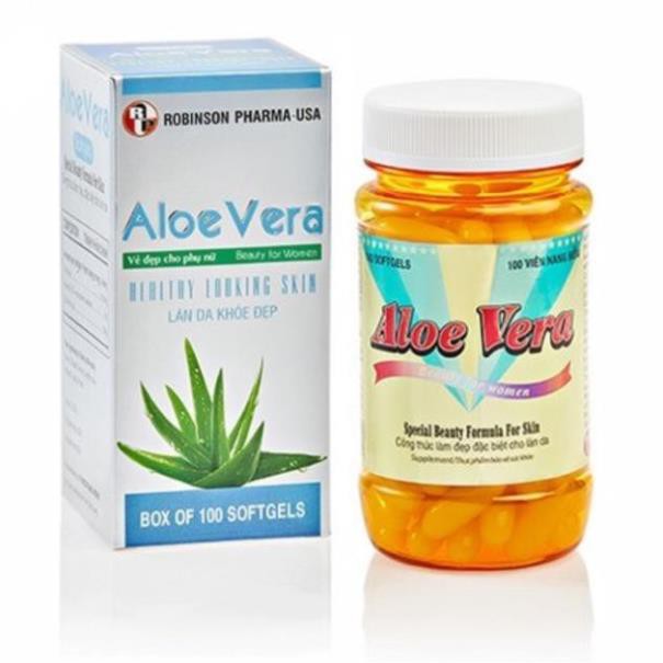 Đẹp Da, Dưỡng Ẩm, Chống Lão Hoá, Mờ Sẹo - Aloe Vera Sữa Ong Chúa  - Robinson Pharma Usa - C/100v