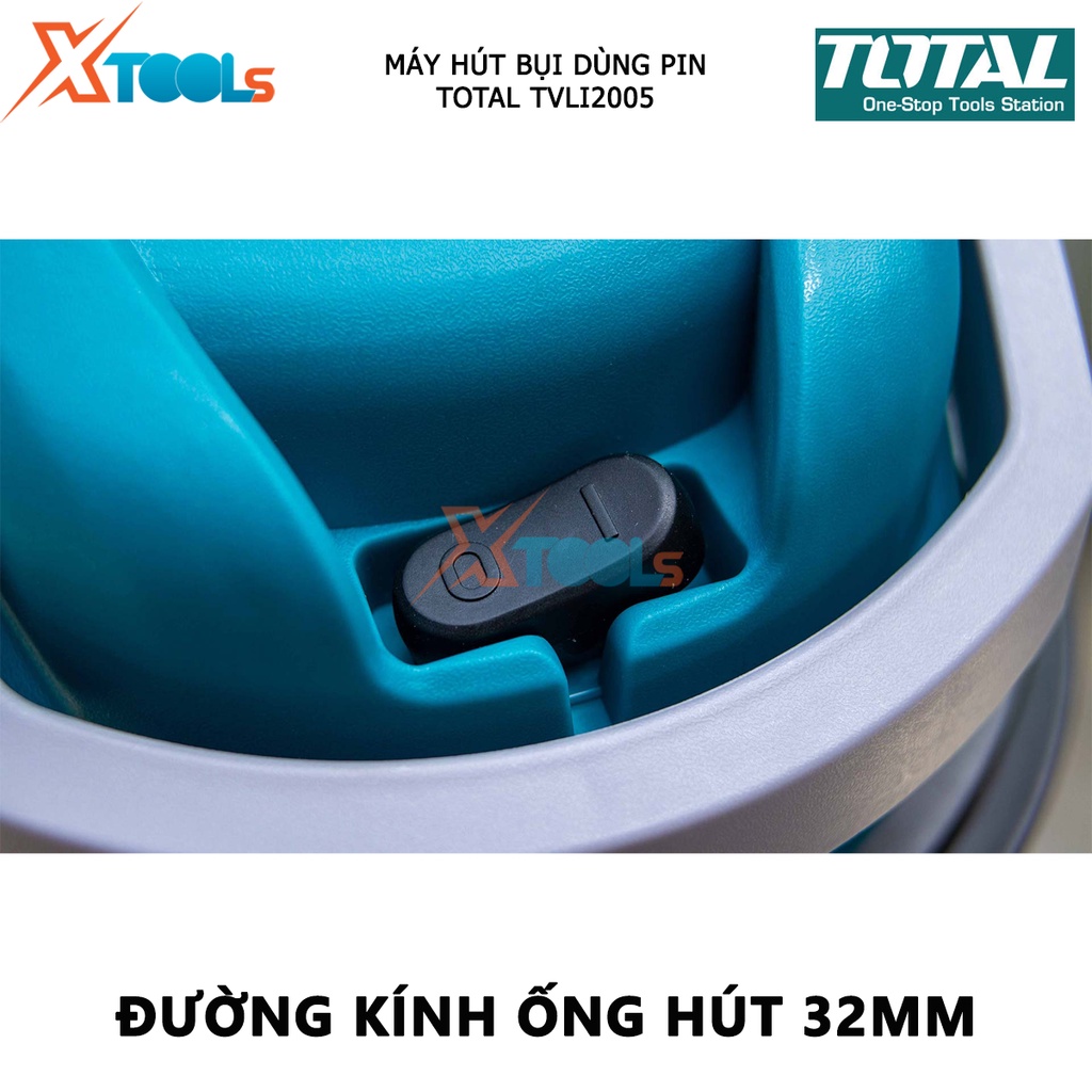 Máy hút bụi dùng pin 20V TOTAL TVLI2005 máy quét dọn cầm tay bình chứa thép không gỉ chứa bụi 20L [XSAFE][XTOOLs]