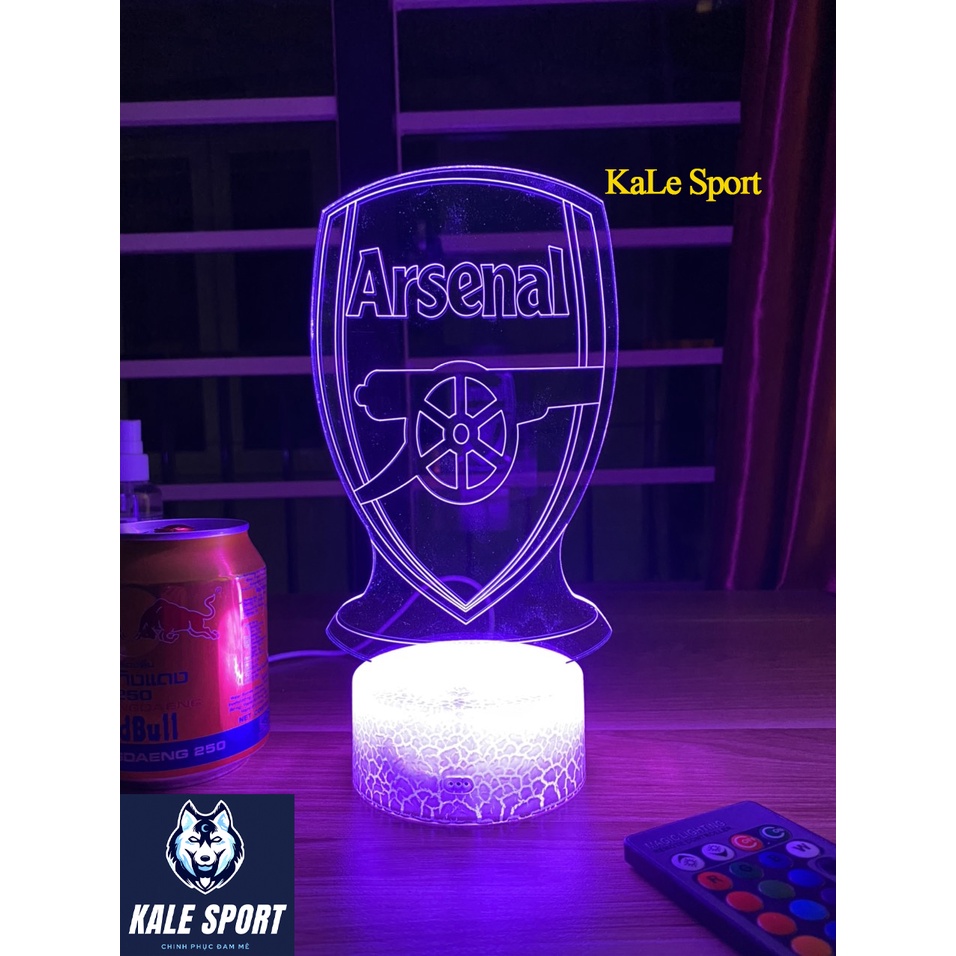 Đèn ngủ 3D CLB bóng đá Arsenal đế pha lê kèm điều khiển từ xa - Đèn Led 16 màu
