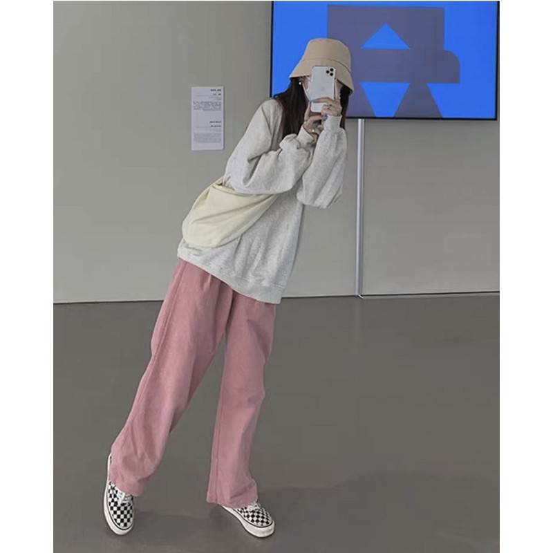 Quần nhung tăm ống suông phong cách Hàn Quốc | BigBuy360 - bigbuy360.vn