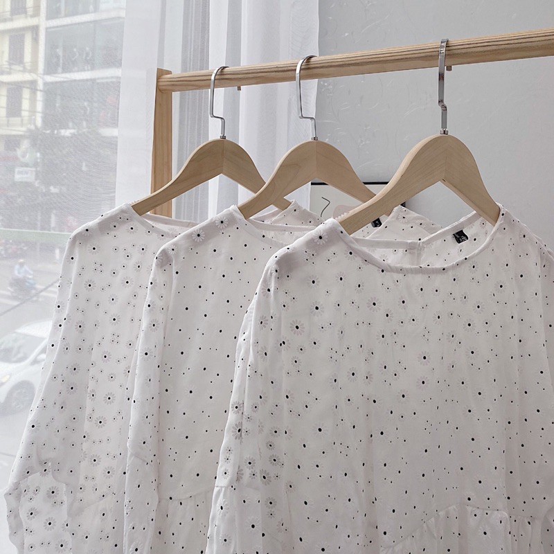 áo babydonl hoa cúc trắng