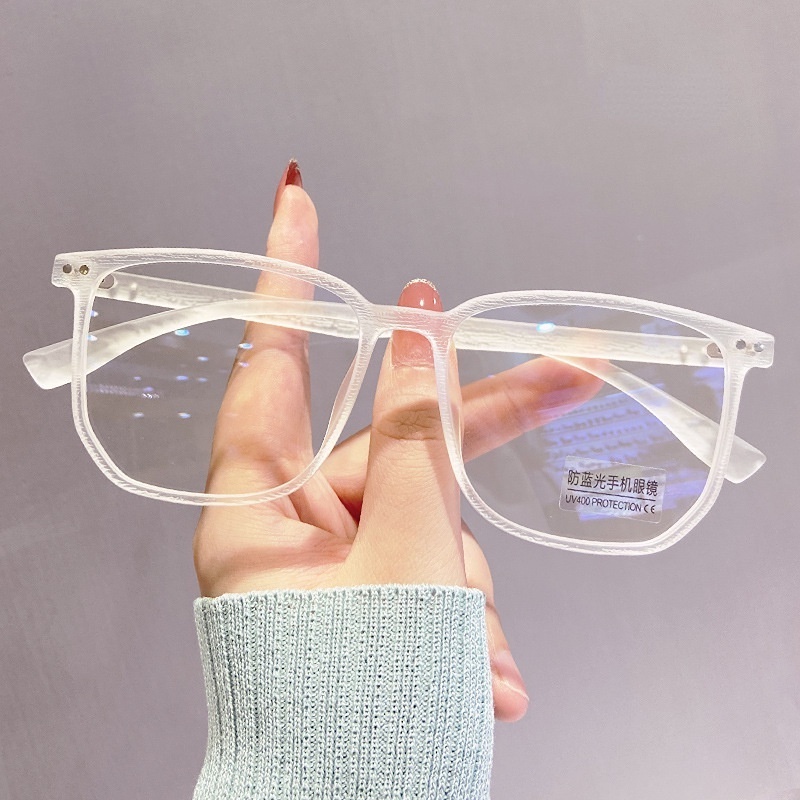 Kính Mắt Không Trang Điểm Màu Gradient Xám Trong Suốt Phong Cách Hàn Quốc Dành Cho Bạn Gái Người Mẫu Bạn Gái