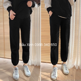 Quần bầu bomber nỉ da cá gân giữa