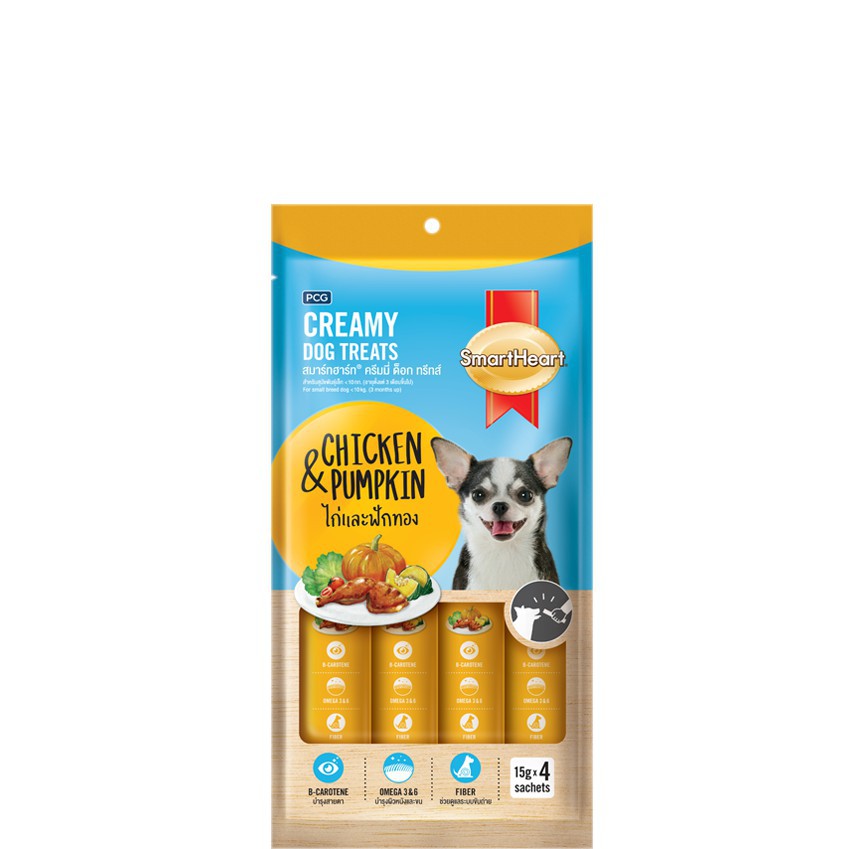 BÁNH THƯỞNG DẠNG KEM CHO CHÓ Smartheart Creamy Dog Treats Túi 60g gồm 4 thanh Xuất xứ Thái lan