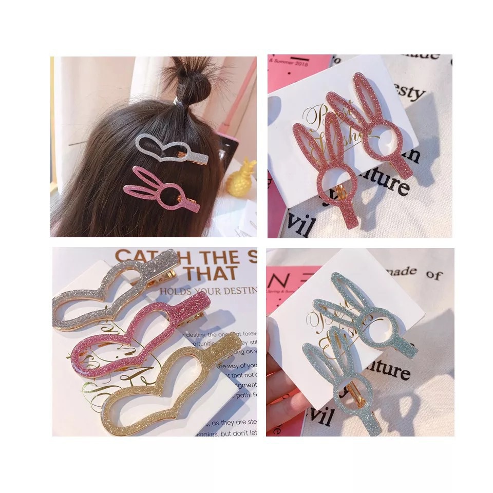 Kẹp tóc hình trái tim/thỏ dễ thương cho nữ 2021