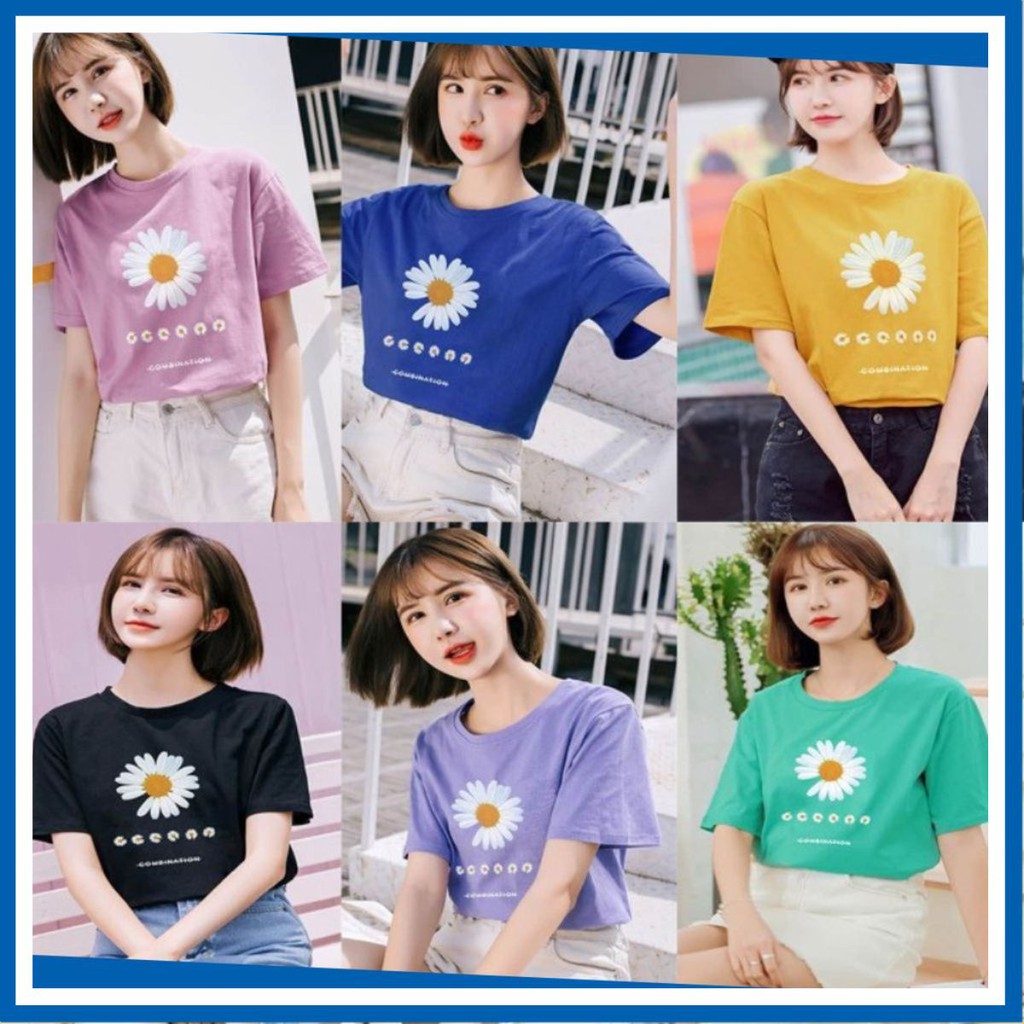 Áo Thun Nữ 🥇FREESHIP️🥇 Áo Phông Nữ in hoa cúc, sắc nét, màu bền, vải mát, chất mịn Mã áo: M87