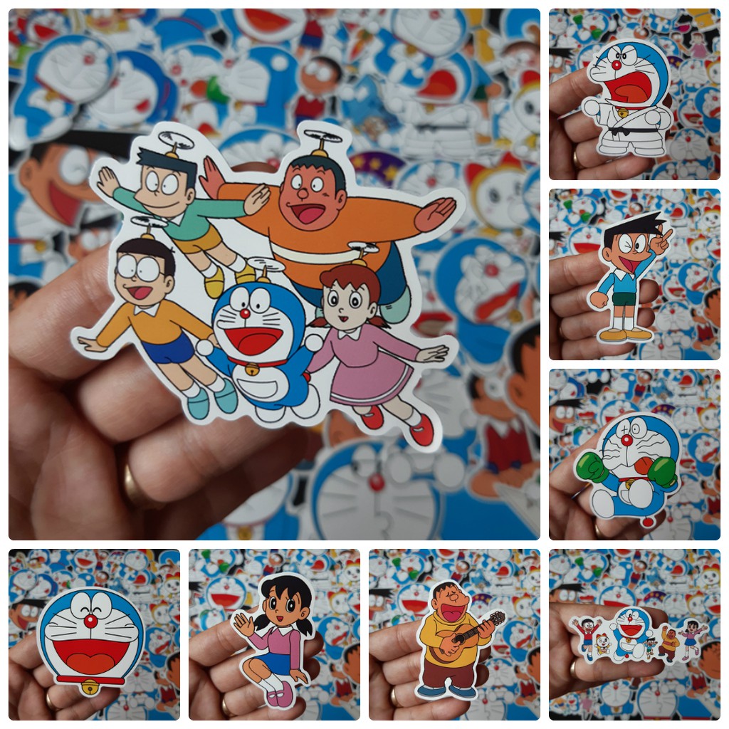 Bộ Sticker dán cao cấp chủ đề DORAEMON - Dùng dán Xe, dán mũ bảo hiểm, dán Laptop...