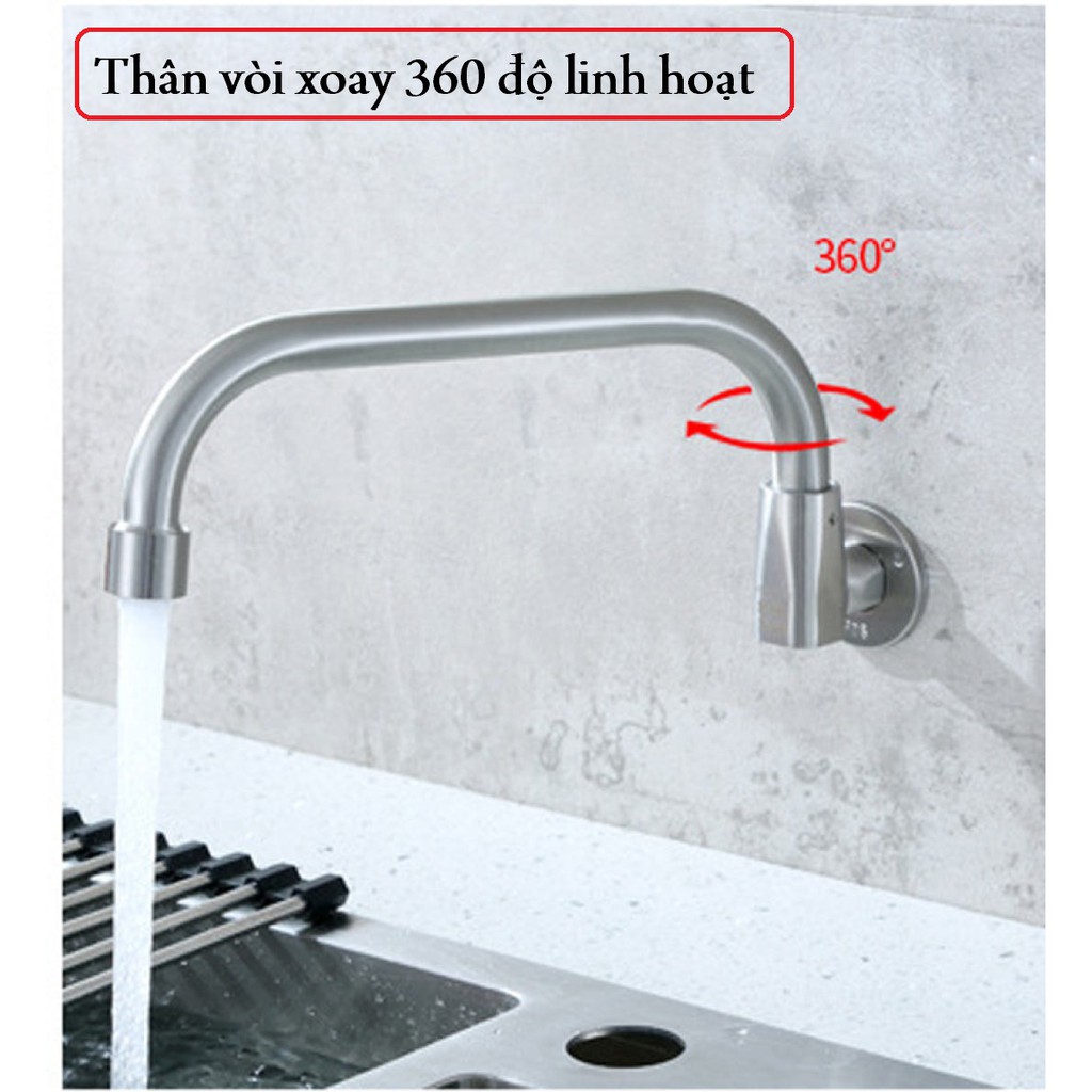 Vòi nước rửa chén bát NGẮT MỞ NƯỚC TỰ ĐỘNG gắn tường inox 304 KDT6