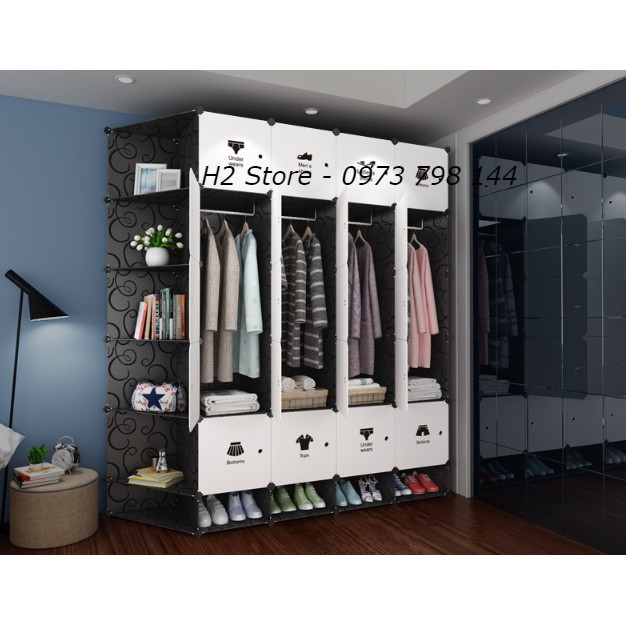TỦ NHỰA ĐỂ ĐỒ LẮP GHÉP ĐA NĂNG 25 Ô VÀ 5 Ô GIÀY (GỒM 6 KỆ GÓC) CỬA QUẦN ÁO CHO TRẺ sâu 47cm