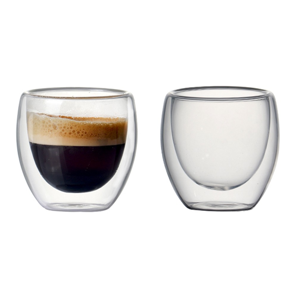 Set 6 cốc thủy tinh cách nhiệt hai lớp dùng để đựng cà phê espresso / trà dung tích 80ml