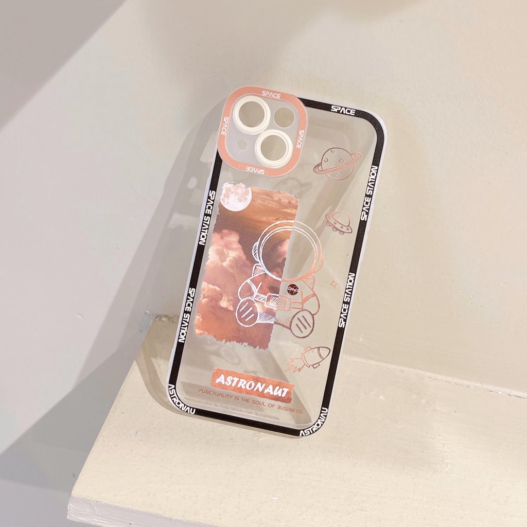 Transparent Cute Astronaut flash drill Compatible for iphone 13 12 11 pro max x xr xsmax 7/8plus TPU phone case cover