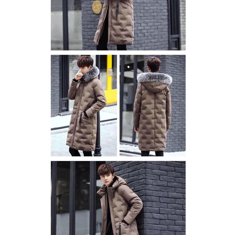 ÁO PHAO MỦ LÔNG NAM DÁNG DÀI HÀNG CAO CẤP QUẢNG CHÂU