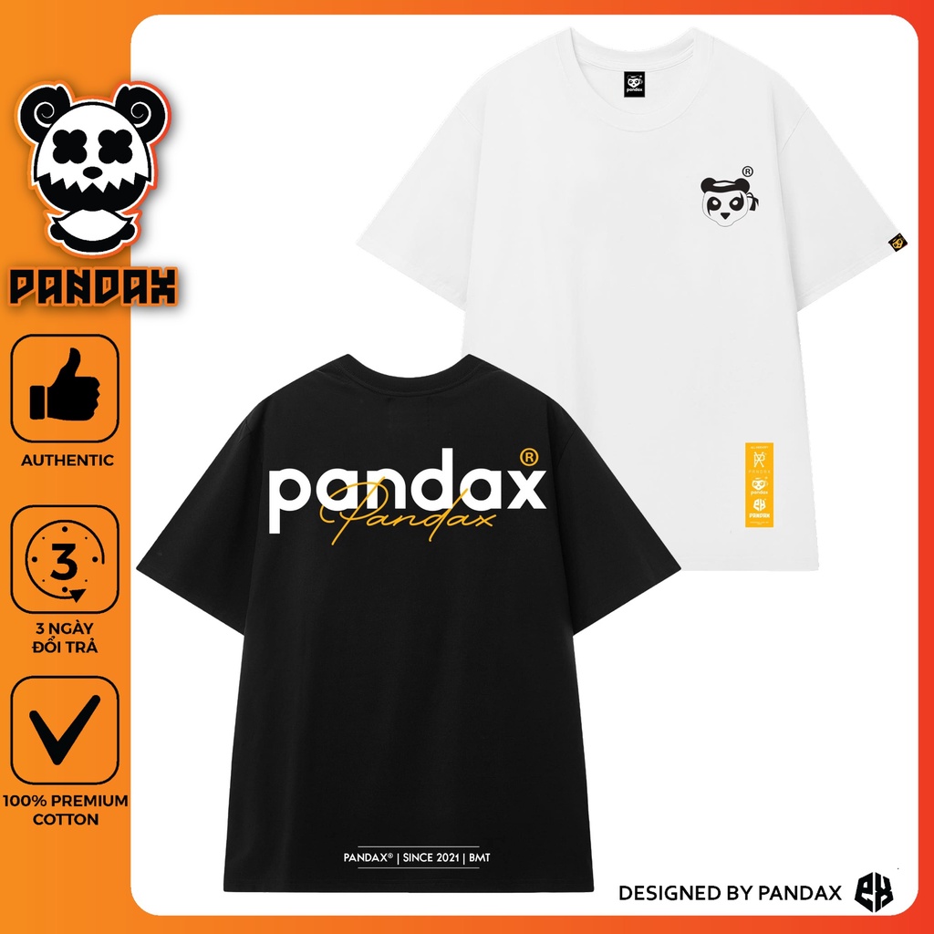 Áo thun tay lỡ PANDAX phông Unisex nam nữ Premium Cotton oversize form rộng BASIC LOGO [ Full Box ]