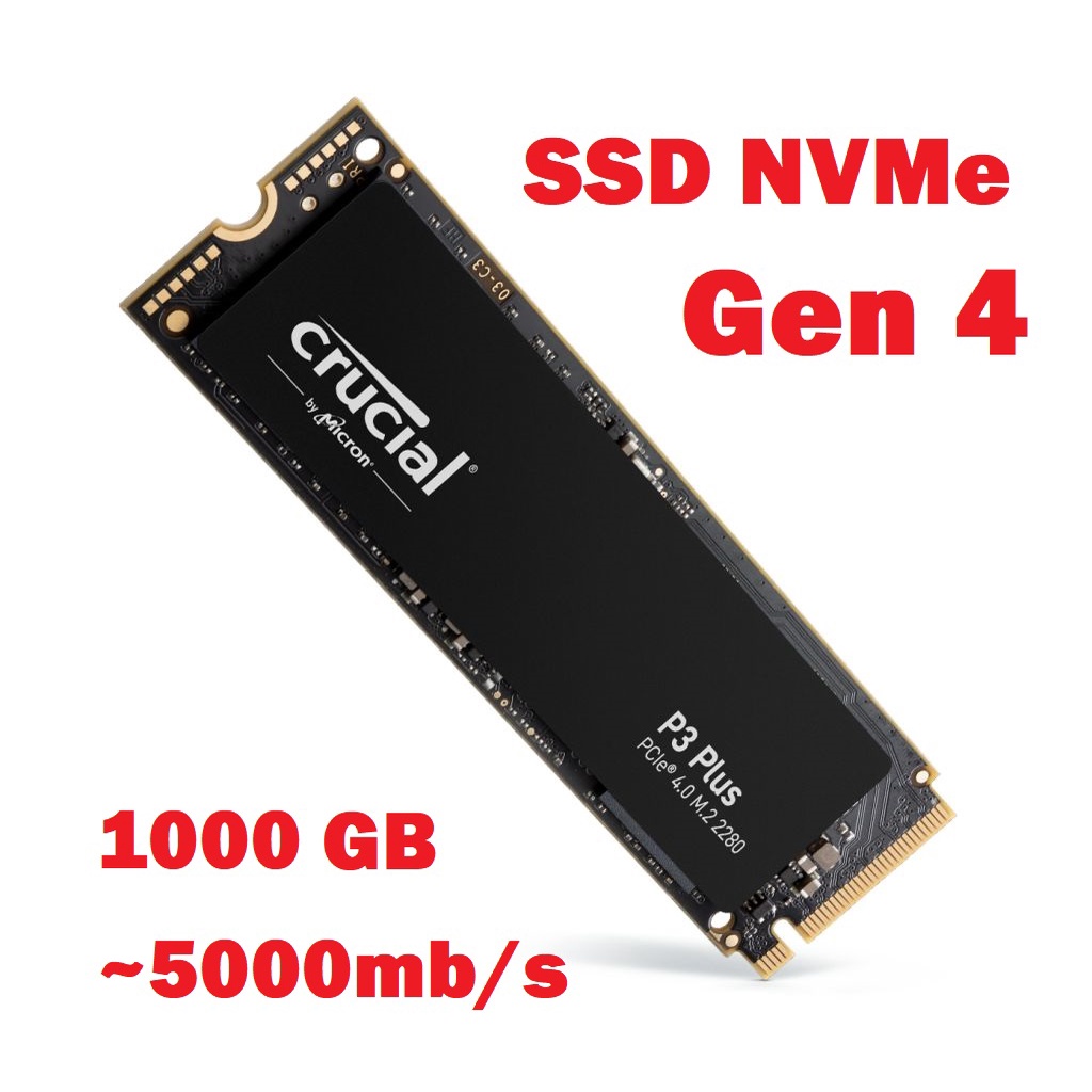 Ổ cứng SSD Crucial P3 Plus PCIe Gen 4.0 x4 NVMe V-NAND M.2 2280 1000GB Bảo hành 5 năm CT1000P3PSSD8