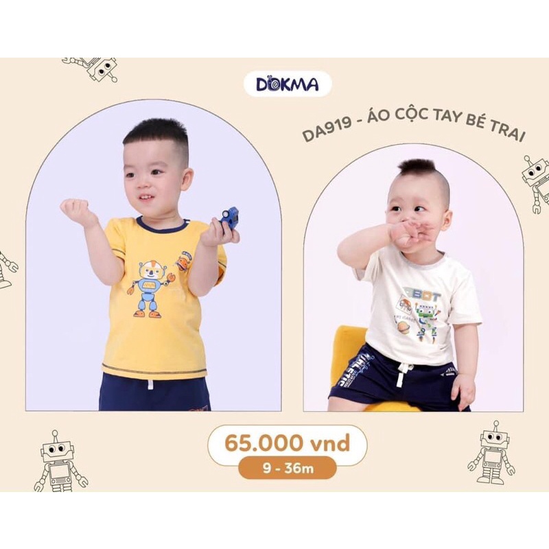 [DA]919] Áo cộc tay Dokma cài vai chất cotton cho bé