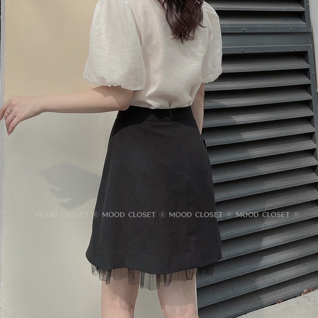 Chân váy chữ V ngược dáng A MOOD CV001 - Chân váy diềm voan chất kaki chun cao cấp | BigBuy360 - bigbuy360.vn