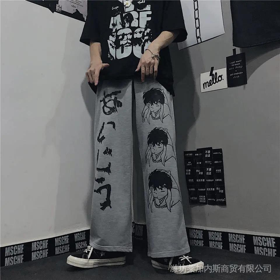 Quần Dài Ống Rộng In Họa Tiết Hoạt Hình Anime Thời Trang Xuân Thu Cho Nam Và Nữ
