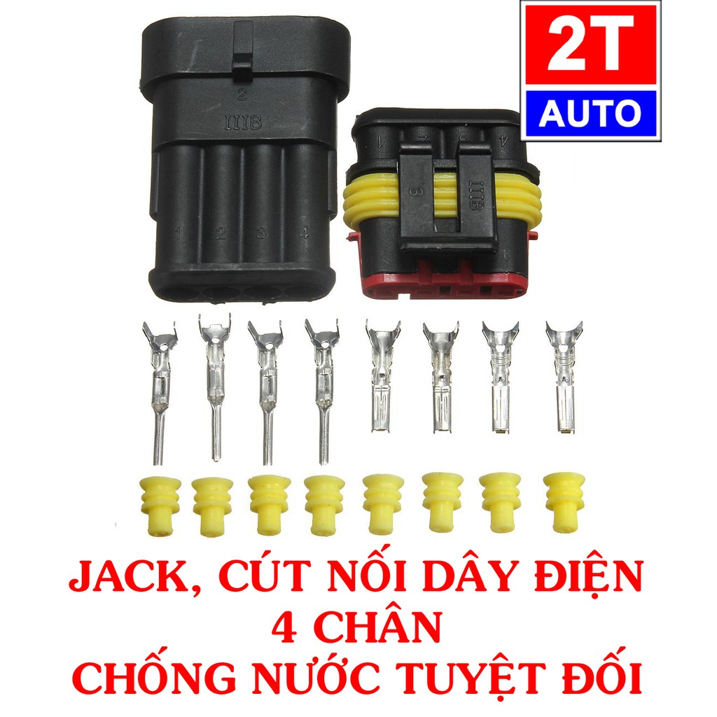 Đầu cút jack giắc nối dây điện 4 chân chống nước dùng cho xe máy xe hơi ô tô:   SKU:348