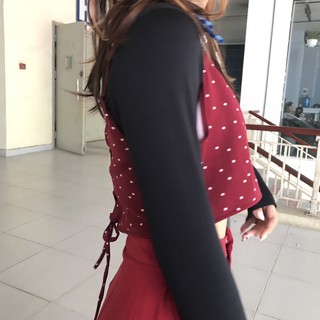 Áo 2 dây chấm bi đan dây lưng