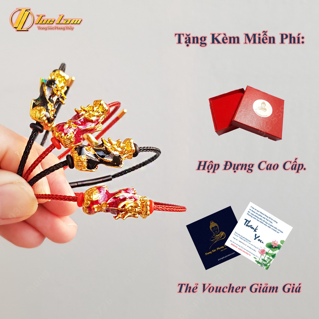 Vòng tay tỳ hưu tài lộc đổi màu mix dây cáp 2mm bền đẹp - Tuệ Lâm