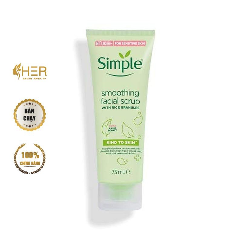 Sữa Rửa Mặt Tẩy Da Chết Simple Kind To Skin Smoothing Facial Scrub 75ml / 1823