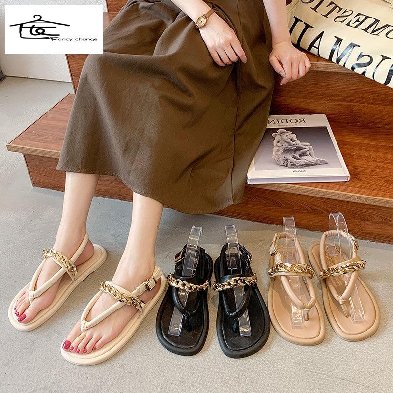 Hàng Có Sẵn Bán Chạy~ Giày Sandal Đế Bệt Mềm Mại Phong Cách La Mã Thời Trang Mùa Hè Dành Cho Nữ Sinh 2022