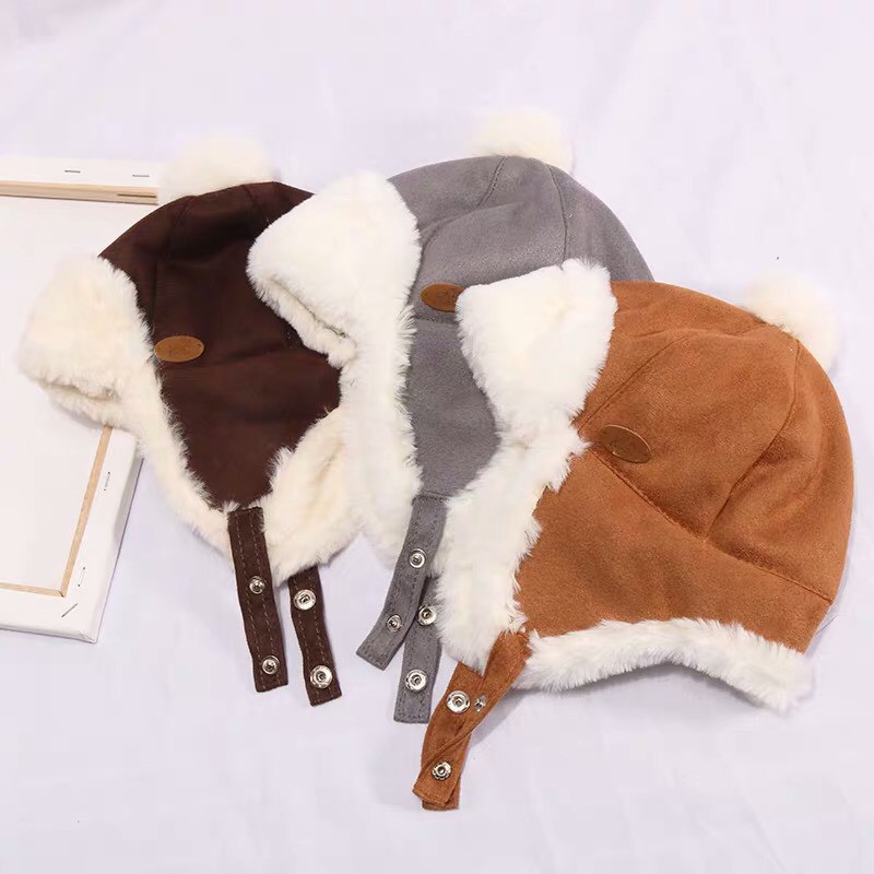 Mũ len lông cừu giữ ấm cho bé,nón len 2 lớp chống rét trẻ em - Shopbi&amp;Mochi