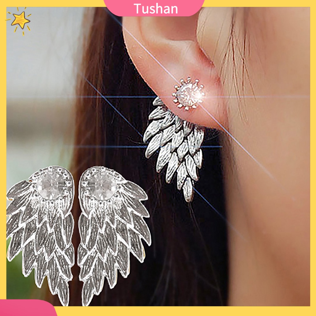 Khuyên tai hình cánh thiên thần đính đá sang trọng