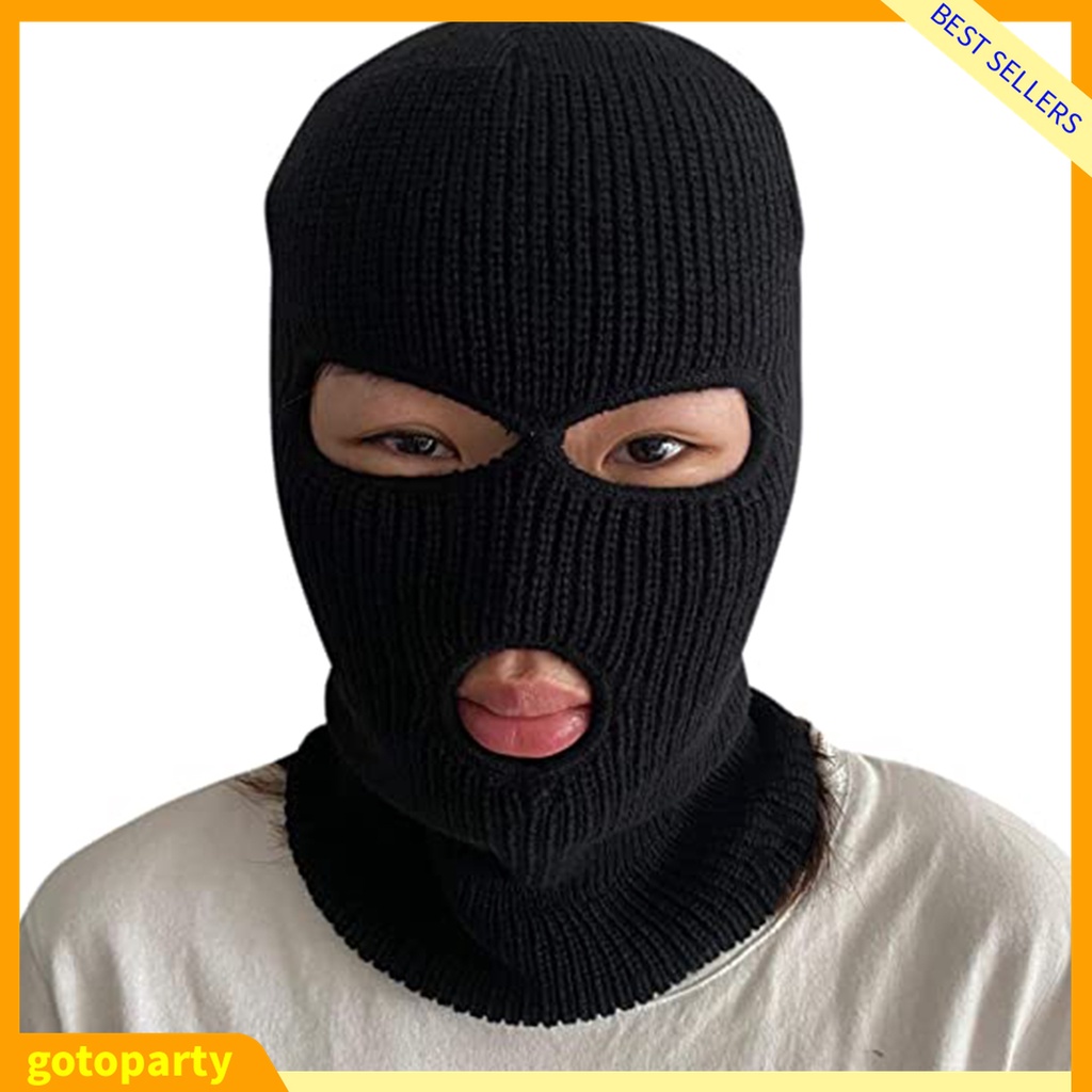 Mũ len trùm đầu màu trơn thiết kế 3 lỗ độc đáo