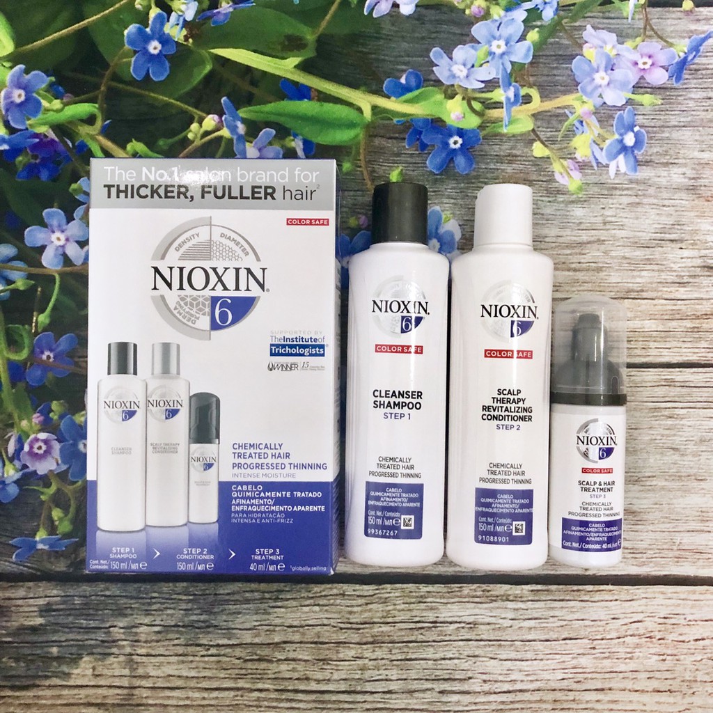 Bộ dầu gội xả Nioxin 6 Chemically d Thinning Travel Kit Cho tóc uốn duỗi tẩy có dấu hiệu thưa rụng Mỹ 150ml