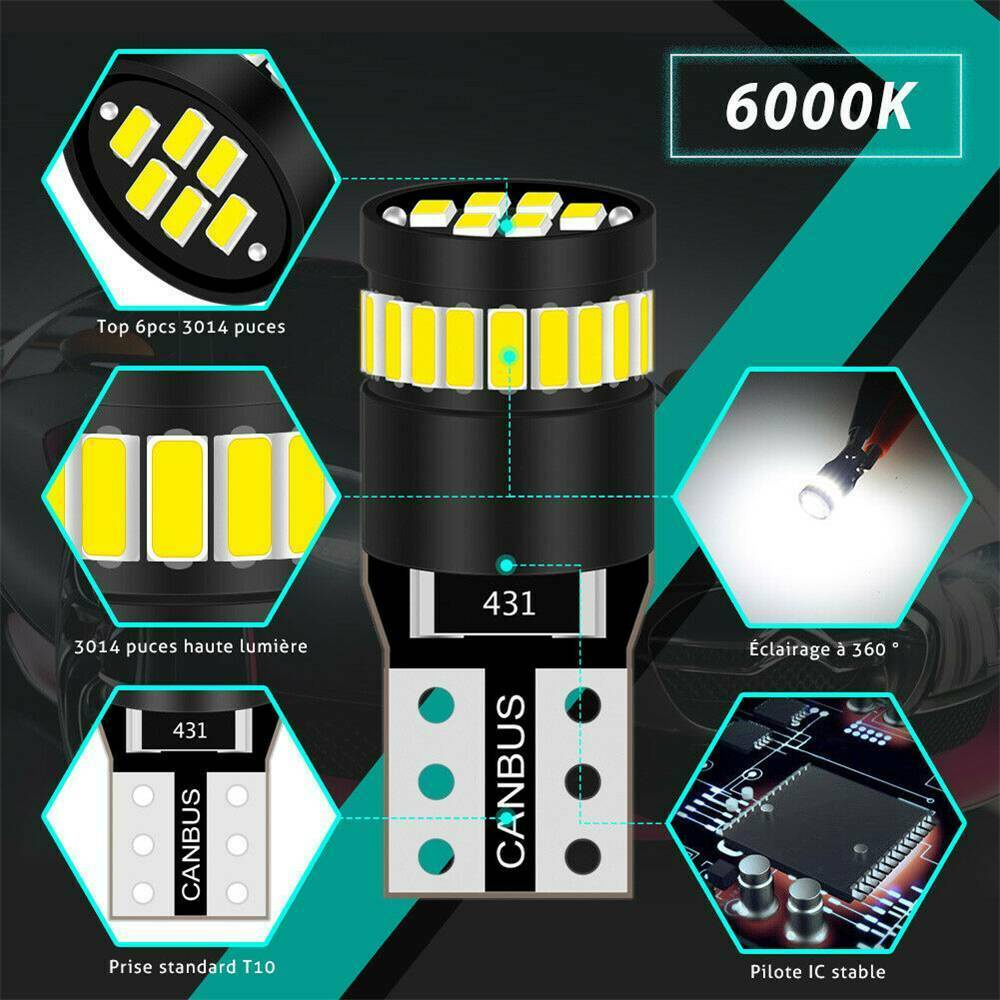 Bộ 2 Đèn Led T10 W5W Siêu Sáng Gắn Biển Số Xe Hơi