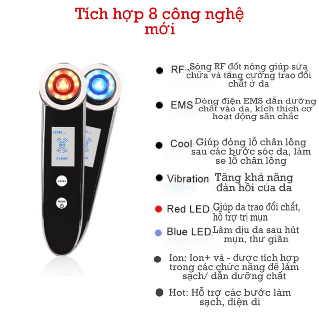 Máy massage mặt KR01 bản 2022, máy điện di tinh chất, nóng lạnh, nâng cơ mặt, chăm sóc da mặt chuyên sâu - Dinh Dinh