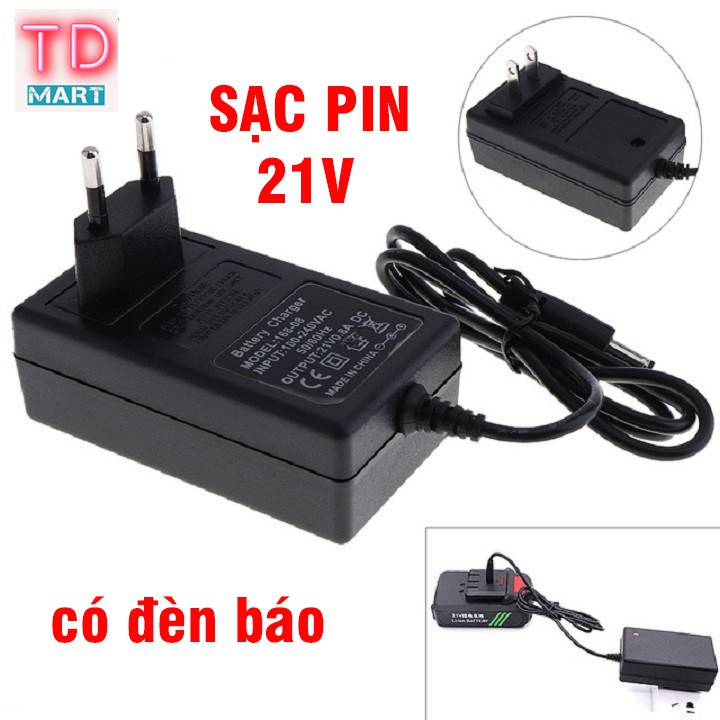 Sạc Pin Máy Khoan 21V Li-ion cho các dòng máy khoan pin 21v, Có đèn báo tự ngắt khi đầy