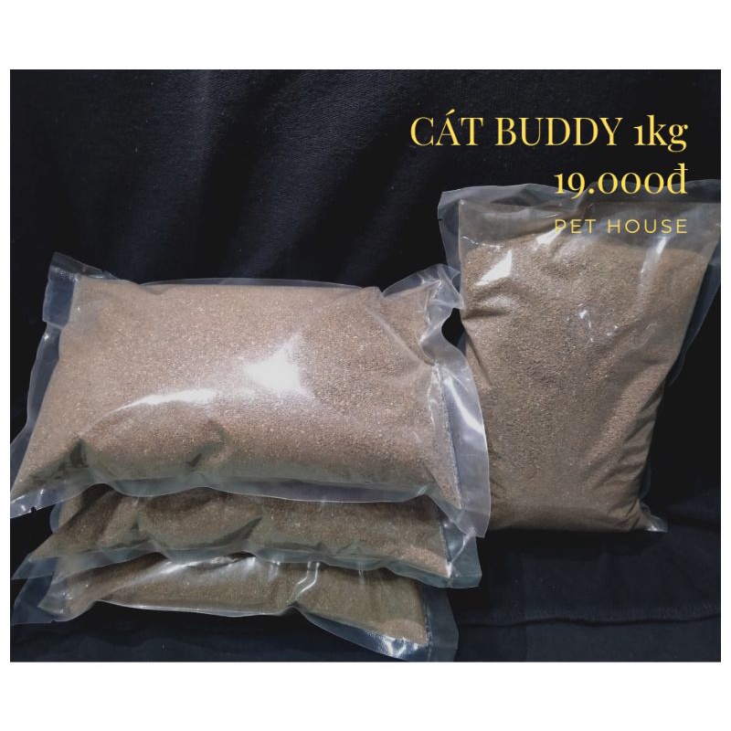 Cát buddy nâu Ấn 1kg lót chuồng cho hamster, mèo siêu hút ẩm