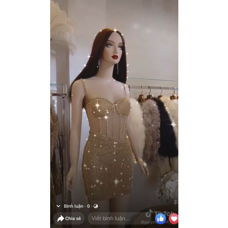 Đầm thiết kế đính kim sa đá cao cấp