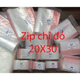 [Giá sỉ] Túi Zip Chỉ Đỏ - 20x30: ( 500 Gr) Đựng bột, khô gà, quần áo nhỏ