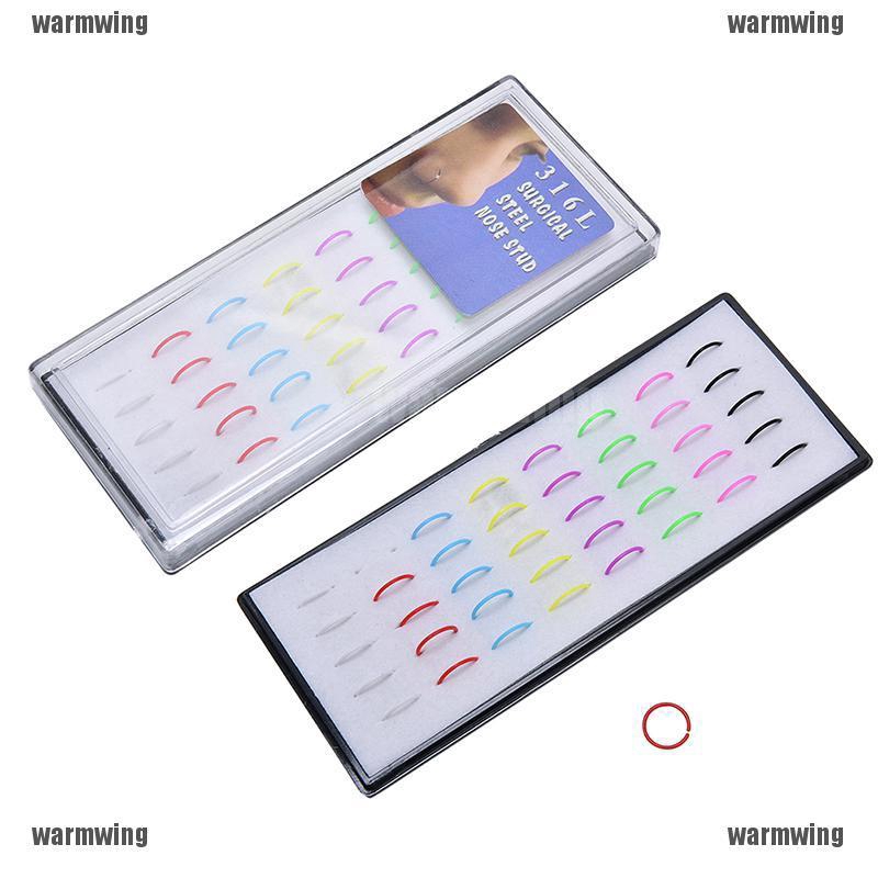 Bán Buôn 1 Hộp 40 Chiếc Khuyên Mũi Acrylic Nhiều Hình Dạng