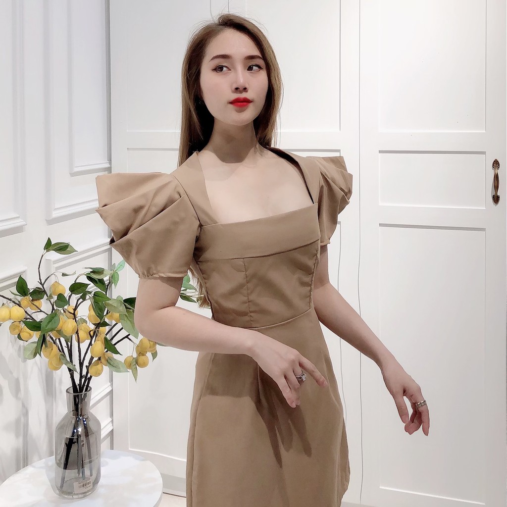 Đầm - Váy Khoét Ngực Tay Bồng Sang Trọng Chất Liệu Thô Mài Cao Cấp Co Thể Mặc Đi Tiệc Được Cho Các Nàng | BigBuy360 - bigbuy360.vn