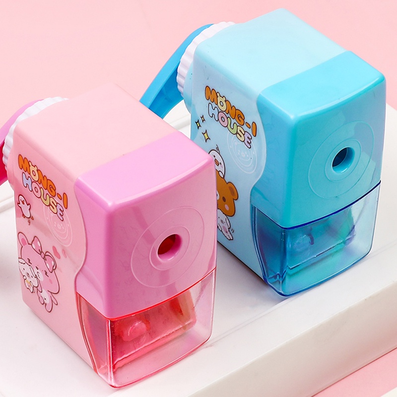 yoopin Đồ chuốt bút chì tự động họa tiết hoạt hình màu hồng/xanh dương cho học sinh