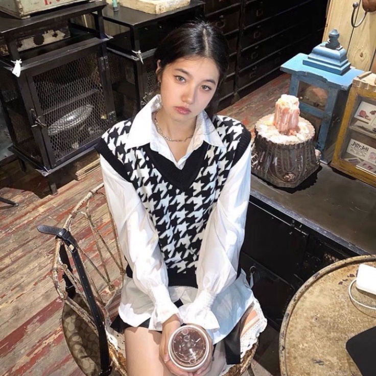 Áo Gile Len, Áo Len Nữ Hàn Quốc Hàng Dệt Kim Kiểu Dáng Đơn Giản Dễ Thương | BigBuy360 - bigbuy360.vn