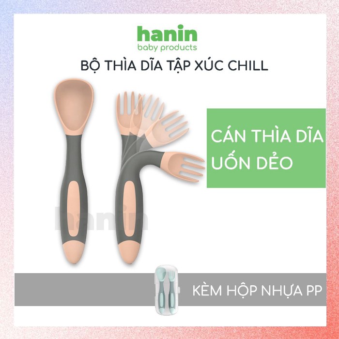 Bộ Thìa Dĩa Ăn Dặm Tập Xúc Uốn Dẻo CHILL Cho Bé Từ 12 Tháng