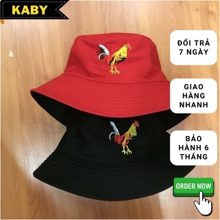 Mũ tai bèo ❤️ Nón tai bèo thêu hình con gà trống mới lạ màu đỏ form unisex nam nữ NTB006